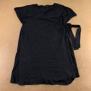 Asos Womens Wrap Dress Black Mini V Neck Short Sleeve Cap Solid Maternity 10 New